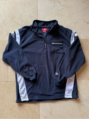 Seattle Seahawks NFL Fleece Pullover Sweatshirt Quarter Zip Pocket Men Size XL